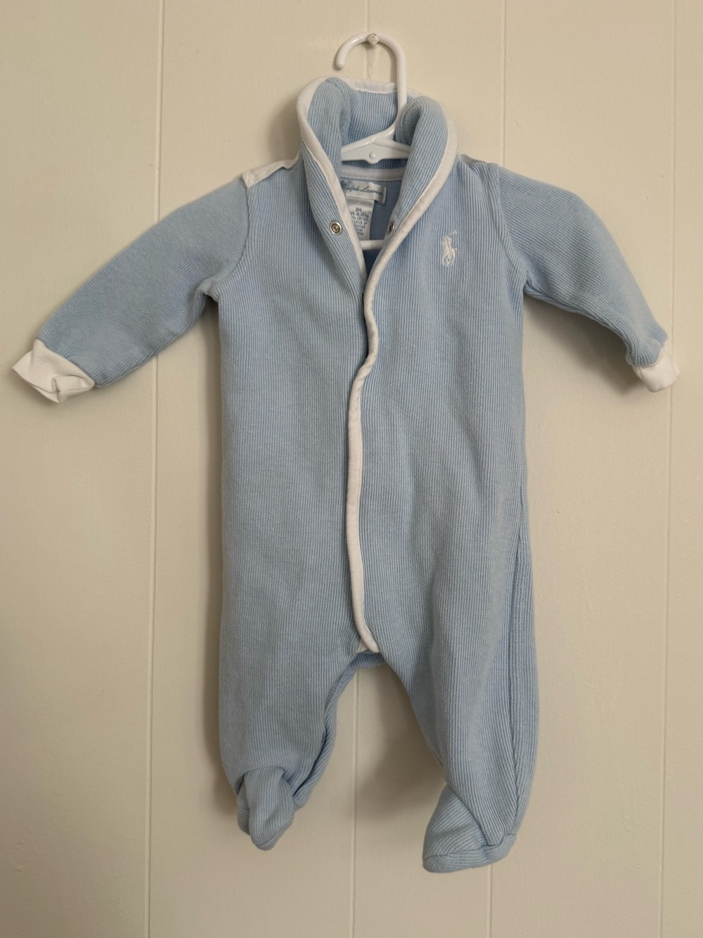 Ralph Lauren Light Blue Baby Footie 0-3 months